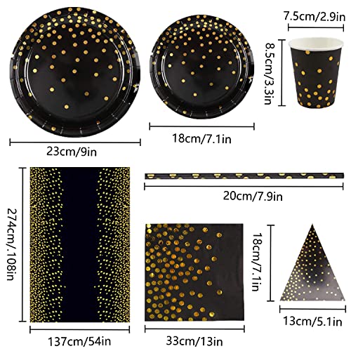 YXHZVON Tovaglia per compleanni, 1 Pezzo di Tovaglia per Tavolo Rettangolare, 60 Pezzi, Colore Nero e Oro, per Feste di Laurea, Cocktail Party
