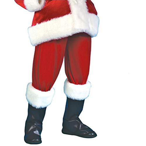 ZCAYIN Disfraz de Santa Claus Papá Noel for Hombre, Sombrero de Papá Noel + Barba + Guantes + Chaqueta + cinturón + pantalón + Funda for Botas y Otro Disfraz de Santa Cosplay de 7 Piezas