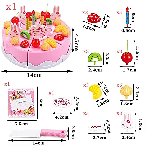 ZoneYan Tarta Cumpleaños Juguete, Pastel de Cumpleaños de Simulación, Juguete de Pastel de Cocina, Tarta cumpleaños Juguete Velas, Juego de Simulación Comida, Juego de Roles Infantil