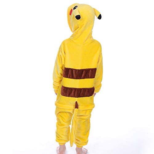 zpllsbratos Niños Pijamas Animales Ropa de Dormir Cosplay Disfraz para Carnaval Halloween Navidad(Pikachu,Etiqueta 125 para Altura 135cm-145cm)