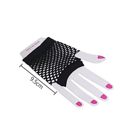 1 par de guantes de red, guantes de malla, guantes de red con codo sin dedos, guantes de malla para la noche de disfraces de los años 80. Artículos de fiesta 1PCS Short Fishnet Fingerless Gloves