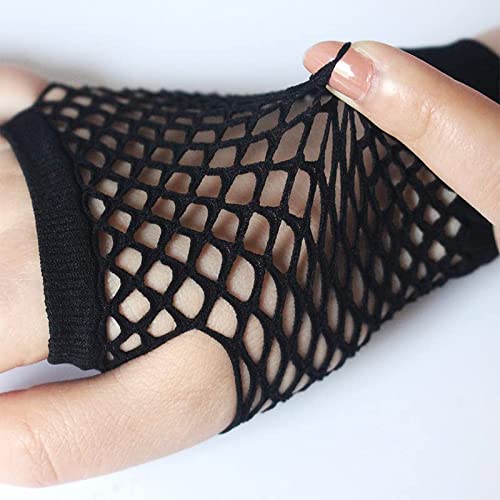 1 par de guantes de red, guantes de malla, guantes de red con codo sin dedos, guantes de malla para la noche de disfraces de los años 80. Artículos de fiesta 1PCS Short Fishnet Fingerless Gloves