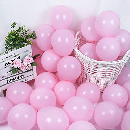 100 Piezas Rosado Globos Pastel 10 Pulgadas Macaron Latex Balloon Rosa Claro Globos de Helio Globos de Fiesta para Decoraciones de Cumpleaños Bodas Fiestas Aniversario Baby Shower