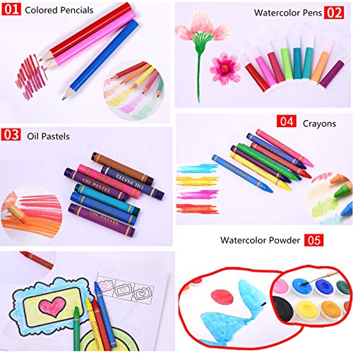 150pcs Conjunto de Dibujo de Arte, Creatividad Herramientas de Pintura Incluye Crayones de Cera, Acuarelas, Lápices de Colores, Pasteles, Regalos para Niños, Estudiantes, Principiantes y Artistas#1