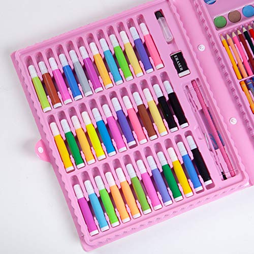 150pcs Conjunto de Dibujo de Arte, Creatividad Herramientas de Pintura Incluye Crayones de Cera, Acuarelas, Lápices de Colores, Pasteles, Regalos para Niños, Estudiantes, Principiantes y Artistas#1