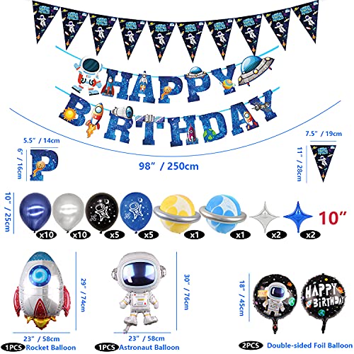 160 piezas de suministros para fiestas en el espacio exterior, sistema solar, suministros globos, pancarta de cumpleaños de astronauta, decoraciones de fiestas para niños y niños, para 20 invitados