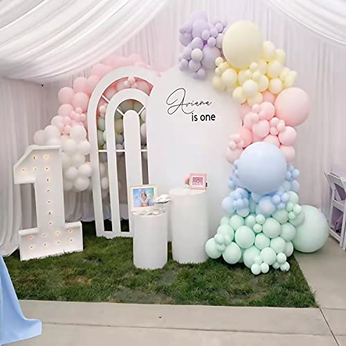 189pcs Kit de arco de globos pastel colores surtidos Globos de macaron 5M16ft Látex Arco iris Ballon Garland Kit de pastel para cumpleaños, bodas, Navidad, baby shower, fiesta, suministros