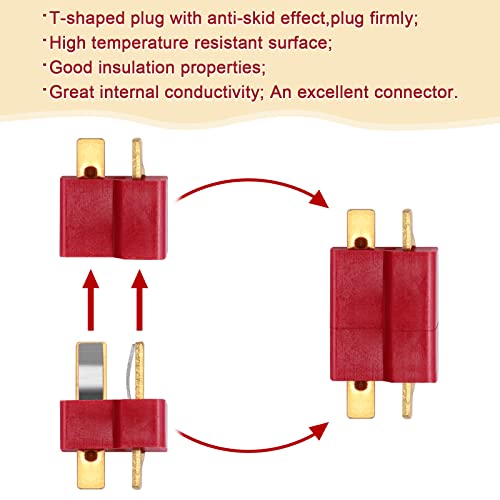 20 Pares de Conectores en T Conectores Decanos Estilo Macho y Hembra con 40 Piezas Tubo encogible para batería RC LiPo