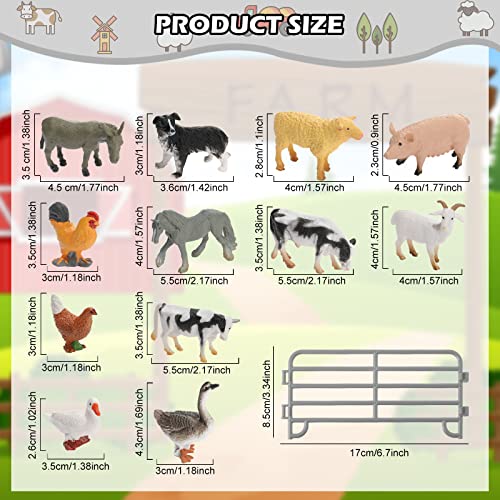 30 Figuras de Animales de Granja con Valla Juego de Animales de Granja Realistas Incluye Figuras de Juguetes de Caballo Vaca Cerdo Gallina Pato Oveja Adorno de Tarta Regalo Juguete Navidad