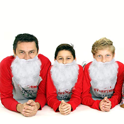 6 Piezas de Divertida Barba de Santa Barba Falsa Blanca Disfraz Navideño de Barba de Papá Noel para Adolescentes Adultos Accesorios de Disfraz de Papá Noel en Navidad