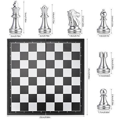 Ajedrez Profesional, Juego de Ajedrez Magnetico, Plegable Tablero Ajedrez Piezas Ajedrez para Viaje y Fiesta, Chess Ajedrez Regalos para Niños y Adultos (25x25cm)