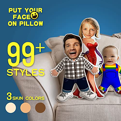 Almohada Faciales Personalizadas con Sus Propias Imágenes, Retrato de Hombre Impresa 3D de Doble Cara Novedad Regalo para Amigo Novio y Madre Novia