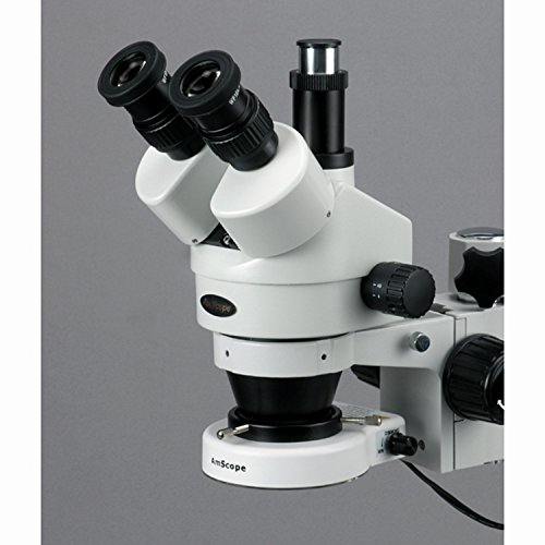 AmScope SM-3T-80S-M 7X-45X trinocular LED Boom soporte est-reo de zoom microscopio, c-mara de 1.3MP Digital