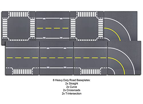 Apostrophe Games Bloques De Construcción Placas Base Clásica Compatibles con Todas Las Principales Marcas (Paquete de 8 (Carreteras))