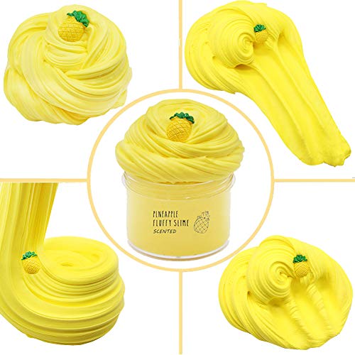 Arcilla Seca al Aire,4 Pack Butter Slime Kit, with Yellow Color Pineapple Slime, Pink Watermelon Slime, Coffee Slime, Blue Candy Slime and White Slime