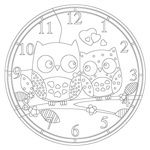 Arenart | Lámina Reloj Búhos Ø30 cm | para Pintar con Arenas de Colores | Manualidades para Niños | Dibujo Infantil | +6 años