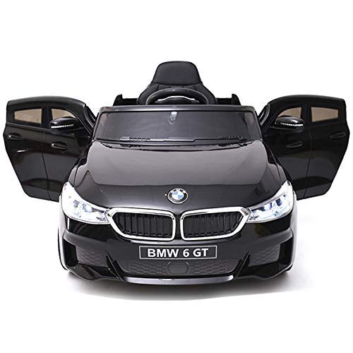 ATAA BMW 6 GT Licenciado 12v - Negro - Coche eléctrico para niños batería 12v con Mando Control Remoto Padres