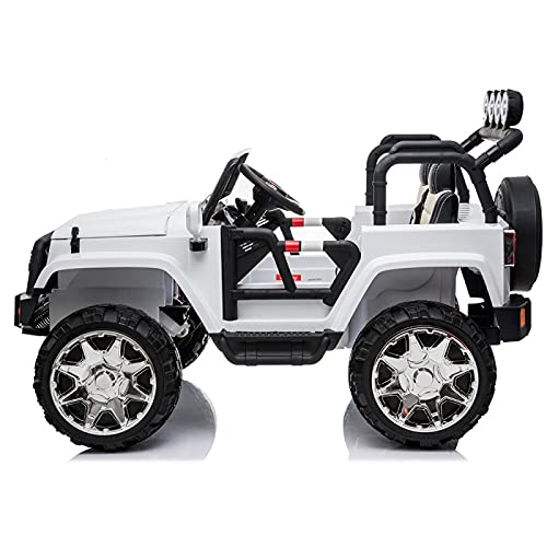 ATAA Predator 24v - Blanco - Coche eléctrico para niños y niñas Predator Estilo Jeep con música y Divertidos Sonidos y batería 24v