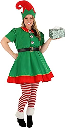 AudMsier Ropa Festiva De Elfo, Conjunto De Sombrero De Elfo, Camisa, Pantalones, Vestido, Carnaval De Navidad, Cosplay, Hombre, Mujer, Adulto (Mujer, L)