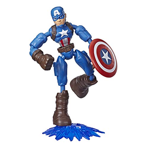 Avengers Marvel Bend and Flex - Figura del Capitán América de 15 cm con Accesorio - para niños de 4 años en adelante