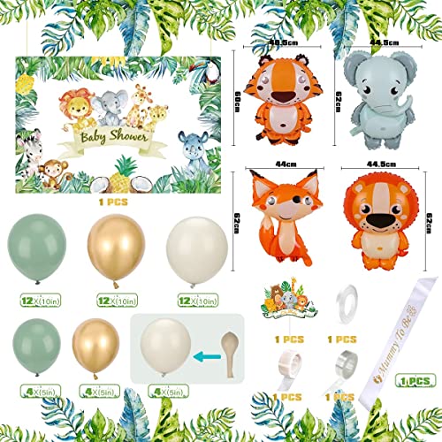 Baby Shower Decoracion Niño Niña, Gender Reveal Niño o Niña, Verde Globos Decoracion MOMMY BE BE Sash Baby Shower Backgroung Oh Baby Cake Topper para Fiesta de Revelacion Sexo Bebe