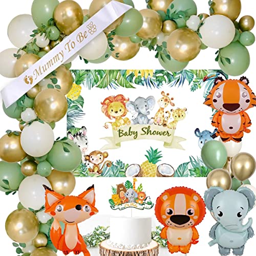 Baby Shower Decoracion Niño Niña, Gender Reveal Niño o Niña, Verde Globos Decoracion MOMMY BE BE Sash Baby Shower Backgroung Oh Baby Cake Topper para Fiesta de Revelacion Sexo Bebe