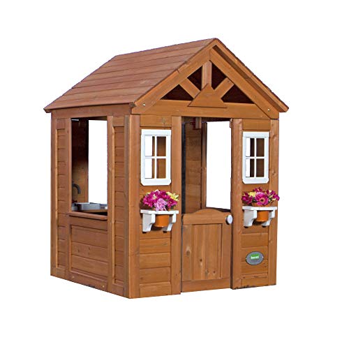 Backyard Discovery Timberlake Casa Infantil de Madera | Casita de Juegos para ninos de Jardin / Exterior | Incluidos los Accesorios y Ventanas