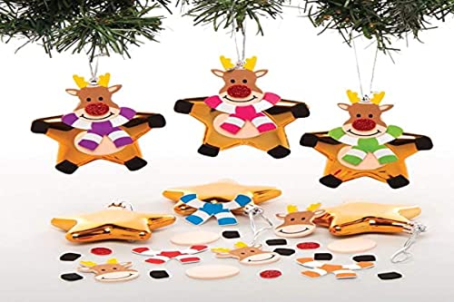 Baker Ross Kits Bolas Estrella Renos (Pack de 6) para Manualidades y Decoraciones navideñas