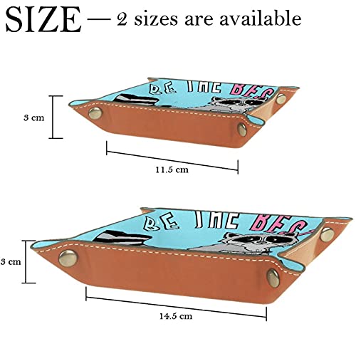 Bandeja de juegos de dados rodantes plegable Bandejas cuadradas de cuero para joyas y reloj, llave, moneda, caja de almacenamiento de caramelos Sea lo mejor que puede ser mapache