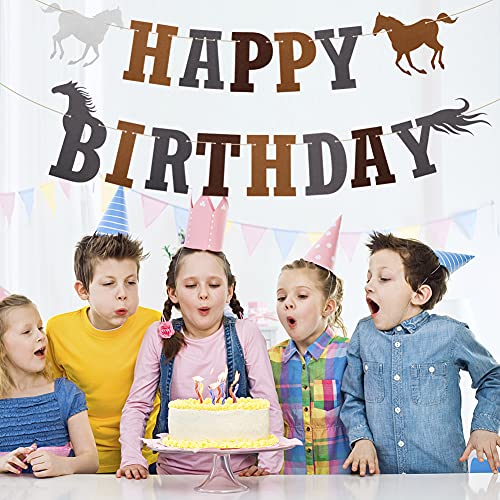 Banner De Guirnalda De Cumpleaños Para Caballos, Decoraciones De Fiesta De Cumpleaños De Caballo De Fieltro, Bandera De Feliz Cumpleaños, Decoraciones De Carreras De Caballos Para Cumpleaños