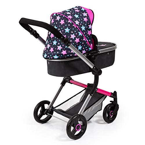 Bayer Design- Cochecito de Muñecas Neo Vario Combolso Cambiador, Convertible, Plegable, Color Rosa, Negro Comhada (18406Aa)