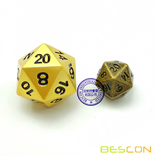 Bescon 10MM Mini Solid Metal Dice Set Ancient Brass, Mini Metallic Polyhedral D&D RPG Miniature Dice 7-Sets