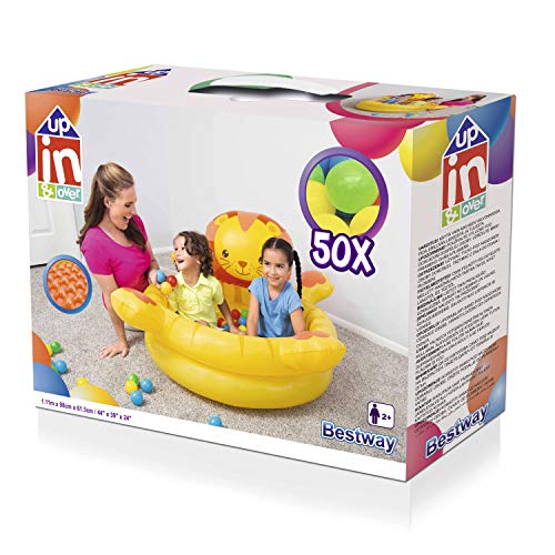 Bestway 52261 - Piscina de Bolas Hinchable Infantil León con 50 Bolas de Colores 111x98x61.5 cm