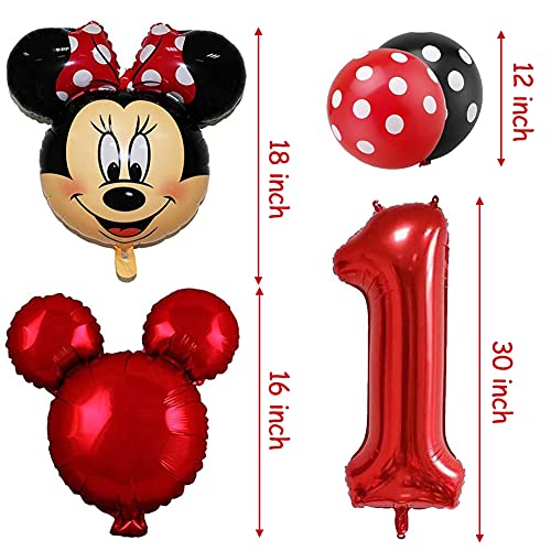 BESTZY Minnie Cumpleaños Decoracion Juego Globos, globo sónico de globo temático de 1 año Suministros de Fiestas Fiesta de Tema de Juegos Incluye Globos de Látex