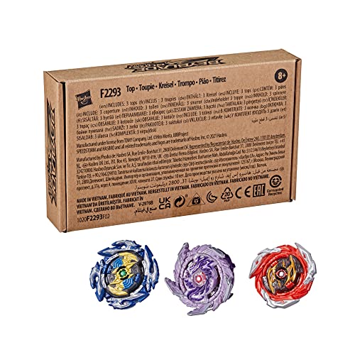 Beyblade Burst Surge Speedstorm Thunder Threat - Pack de 3 peonzas Kolossal Fafnir F6, Spear Dullahan D6, Brave Roktavor R6