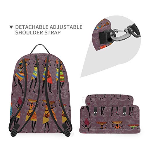 BIGJOKE mochila desmontable tribal africana, para mujer, portátil, universidad, estudiante, escuela, hombro, informática, mochila, bolso de viaje, bolsa de negocios para mujeres, niñas, hombres, niños