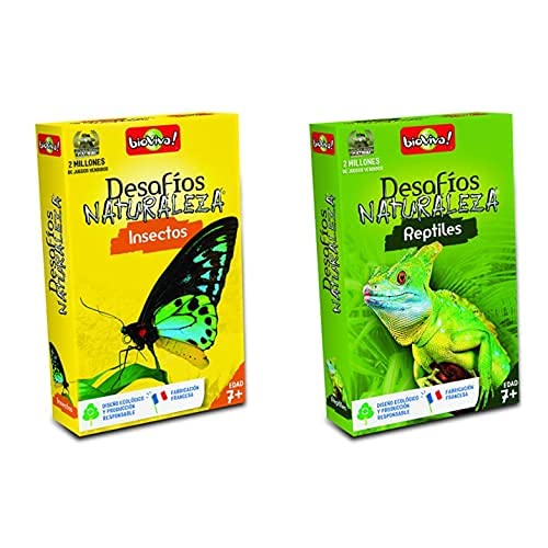 Bioviva - Juego De Cartas Desafíos Naturaleza Insectos (Asmodee Ade0Des06Es) + Juego De Cartas Desafíos Naturaleza Reptiles (Asmodee 308), Color/Modelo Surtido