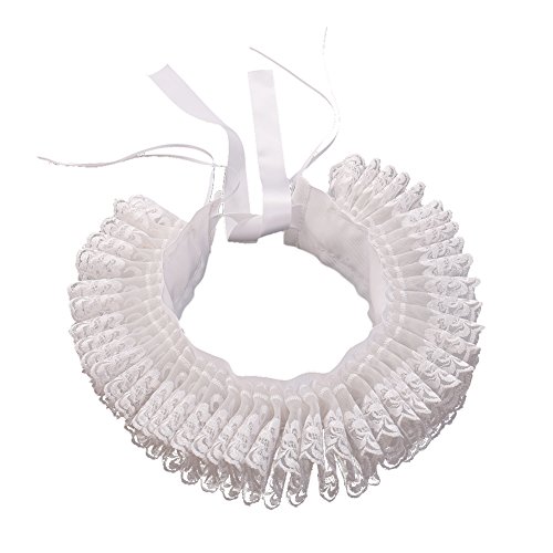 BLESSUME Mujer Retro Cosplay Cuello Collar Malla Cuello Fallar Volante fruncido Fiesta Collar (Blanco)