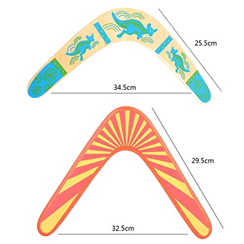 Boomerang,Guador 2 Piezas Boomerang de Madera Superduro Madera en Forma de V de Retorno Boomerang Juego Exterior de Madera para Niños Perfecto Regalo de Cumpleaños Juguetes(Dos Estilos)