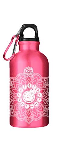 Botella infantil ligera y ecológica Soul Mates Sol y Luna | 400 ml | Aluminio | Color Rosa | Sin BPA