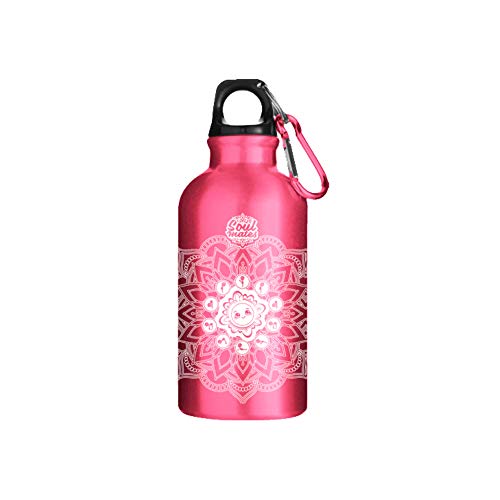 Botella infantil ligera y ecológica Soul Mates Sol y Luna | 400 ml | Aluminio | Color Rosa | Sin BPA