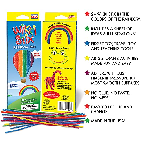 Brain Box Wikki Stix Rainbow - Conjunto Multicolor de Barras moldeables
