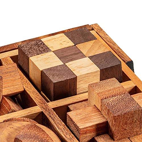 Caja de Juego de Rompecabezas Zederello con 4 Juegos de lógica en Embalaje de Madera, Juego de Rompecabezas con Rompecabezas, Pensamiento, colección de Rompecabezas, Rompecabezas 3D