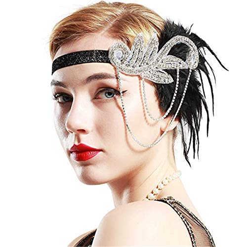 Carnaval Pluma Tocado Showgirl Diadema Rugiente 20s 1920s Flapper Head Band Vintage Gatsby Accesorios de Fiesta