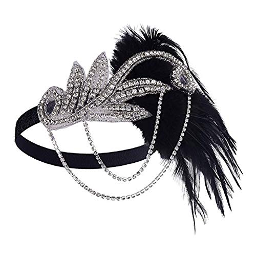 Carnaval Pluma Tocado Showgirl Diadema Rugiente 20s 1920s Flapper Head Band Vintage Gatsby Accesorios de Fiesta