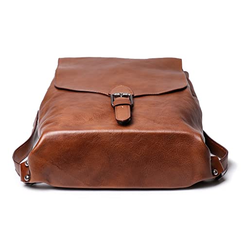 Casual Mochila de cuero de la primera capa de los hombres, Waterpoof de 12 pulgadas Laptop Daypack, escuela de viajes de moda masculina, negocio, oficina mochila ( Color : Brown , tamaño : 12inchs )