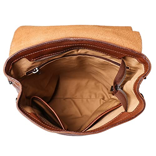 Casual Mochila de cuero de la primera capa de los hombres, Waterpoof de 12 pulgadas Laptop Daypack, escuela de viajes de moda masculina, negocio, oficina mochila ( Color : Brown , tamaño : 12inchs )