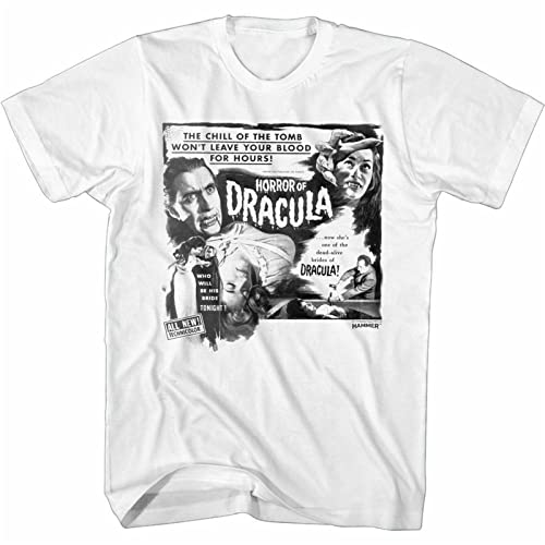 CHICUN Hammer Horror B&W Horror of Dracula White Adult Short Sleeves White Yellow Black Red Mens t Shirt Men