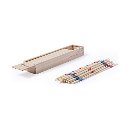 Clásico Juego de Mesa Habilidad Mikado con 41 palitos de Madera (tamaño pequeño – Viaje). Presentado en Caja de Madera con tapadera Deslizante. Sticks 17.5 cm Estrategia Palillos Palitos Chinos