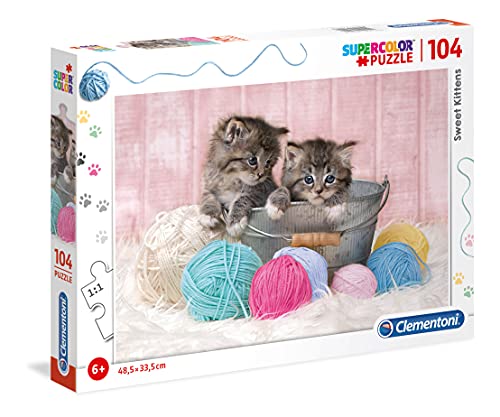 Clementoni - Puzzle infantil 104 piezas Gatito, puzzle infantil animales a partir de 6 años (27115)